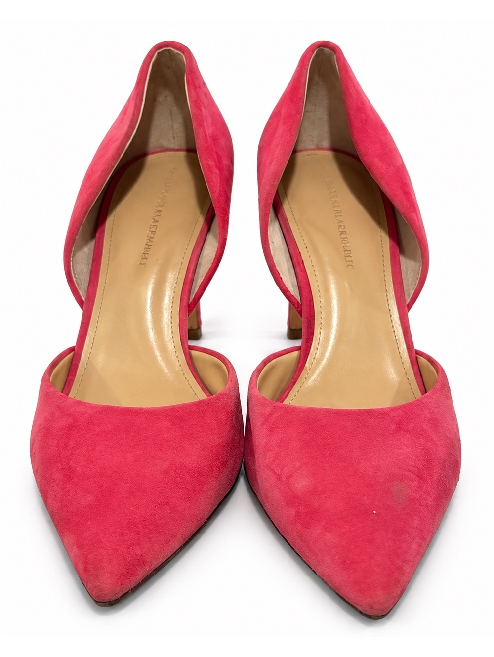 White hide black market Pink Suede Heels Size 9.5M